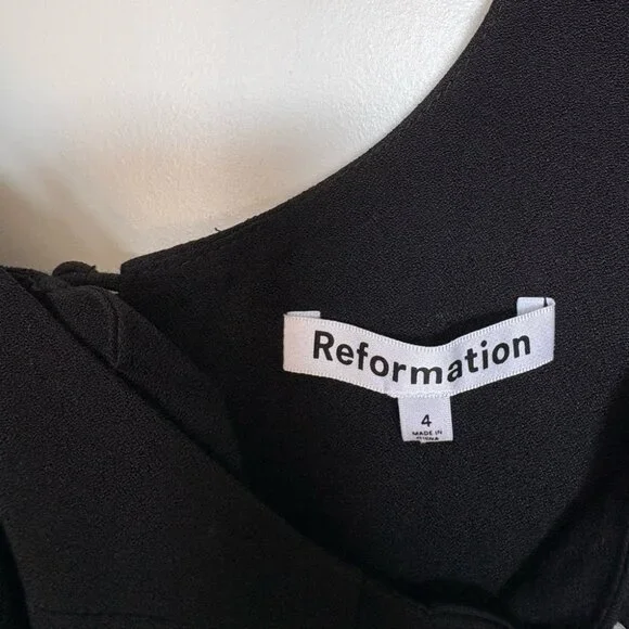 NEW NWT Reformation Reverie Dress Black Midi Button 4 - Picture 11 of 12